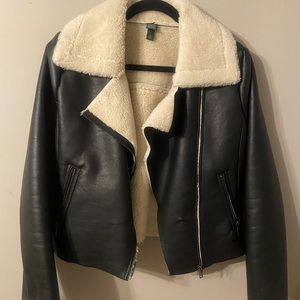 Leather Jacket w Sherpa